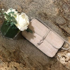 White Coach clutch with top handle